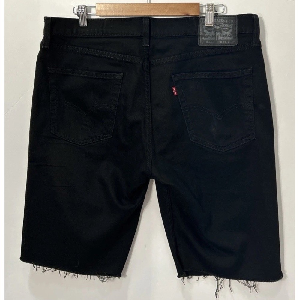 Mens Levis 511 Slim Cut-Off Denim Jean Shorts Sz 36 Jorts Frayed Hems Stretch